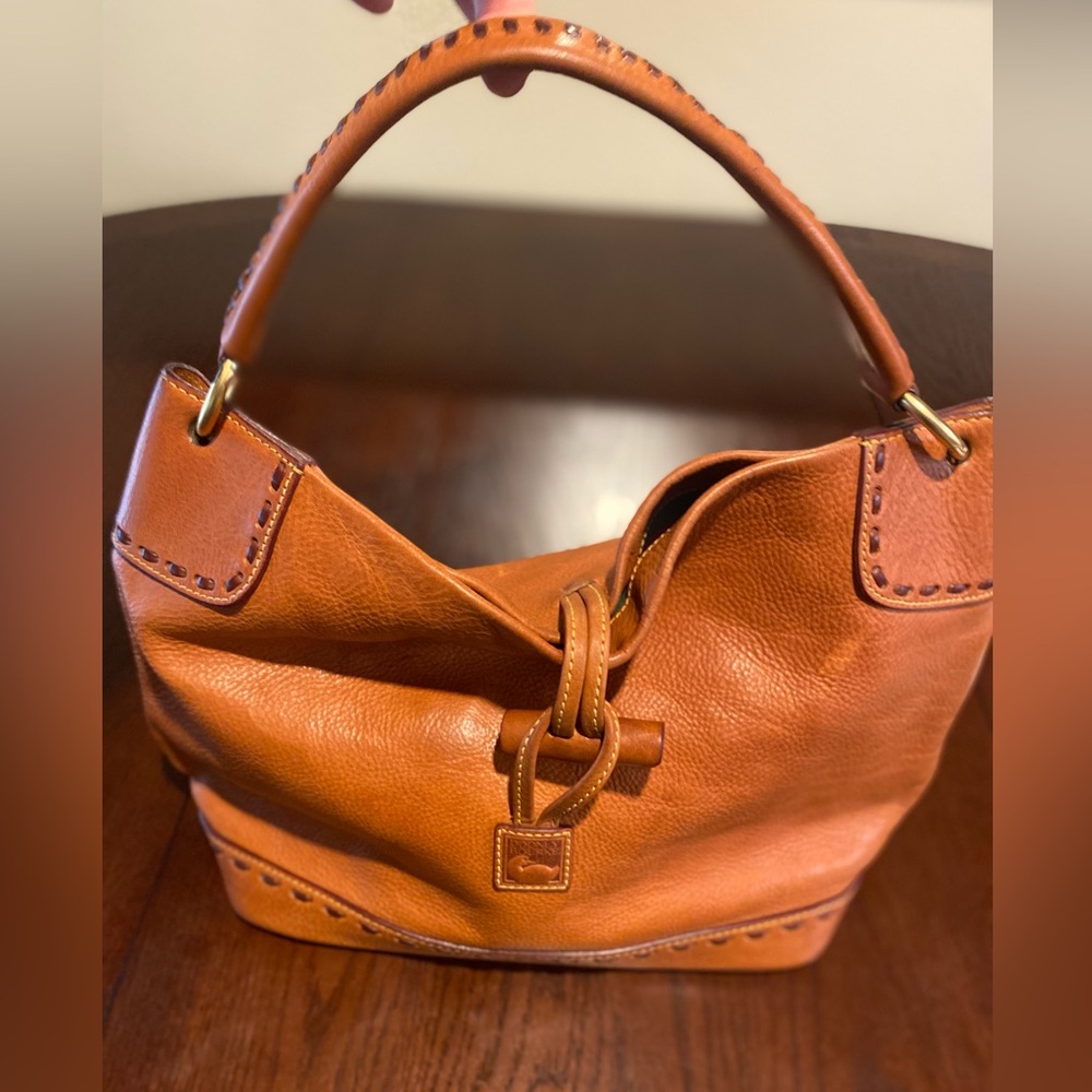 Dooney & Bourke Florentine Leather Toggle Sac NATURAL Tan Large Bag
